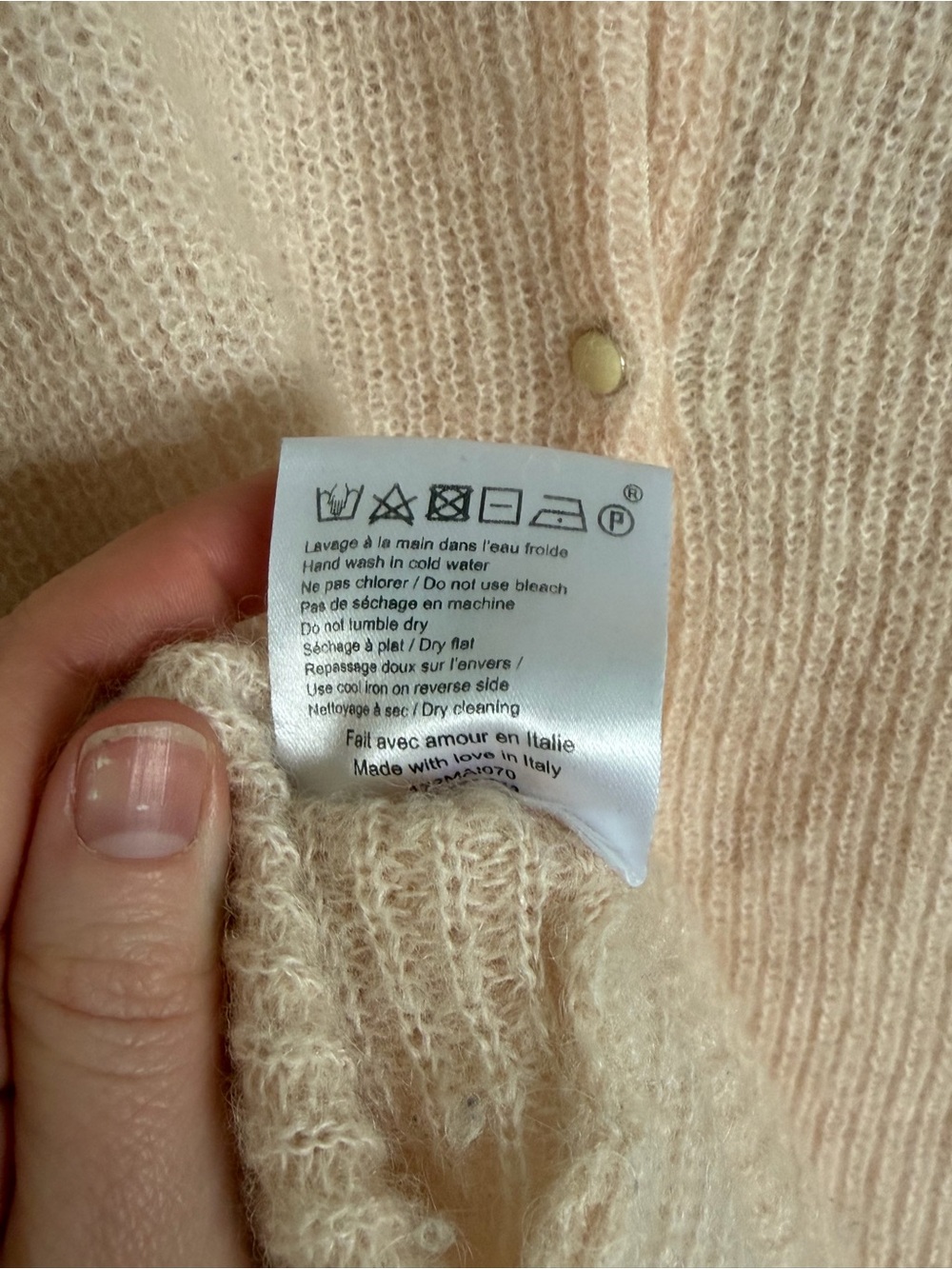 Sezane “Barry” Cardigan in Light Peach, Size Medium - EUC - Picture 6 of 8
